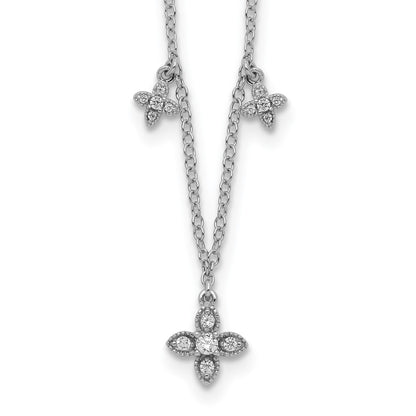 Sterling Silver Cubic Zirconia Crosses 18"