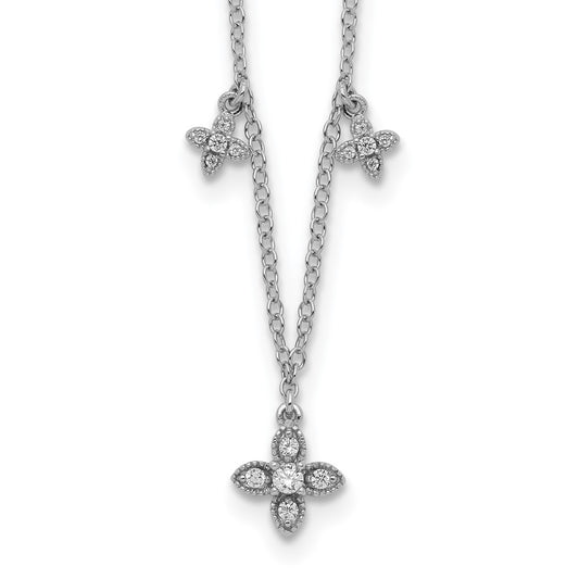 Sterling Silver Cubic Zirconia Crosses 18"
