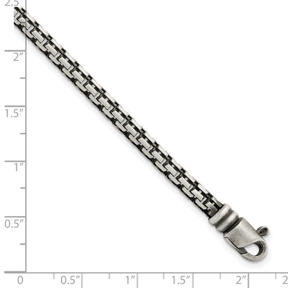 925 Sterling Silver 4.11mm Brushed Antiqued Bismarck Chain Bracelet 8.5 inch