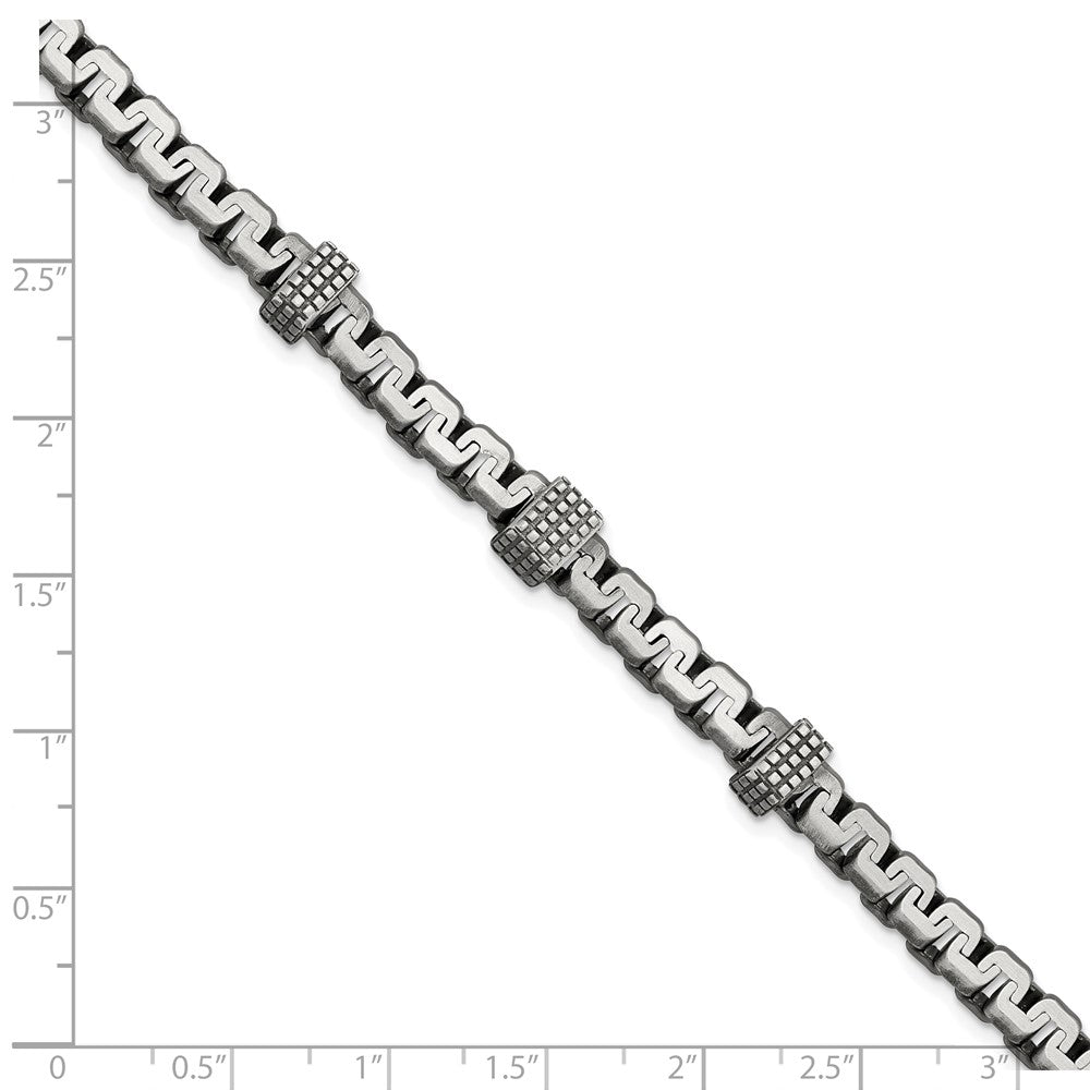 925 Sterling Silver 8.3mm Antiqued Brushed Textured Link Bracelet 8.5 inch