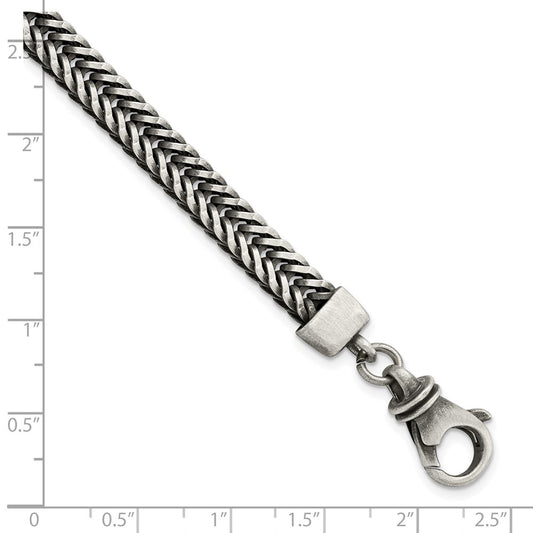 925 Sterling Silver 6.55mm Brushed Antiqued Wheat Chain Bracelet 8.5 inch