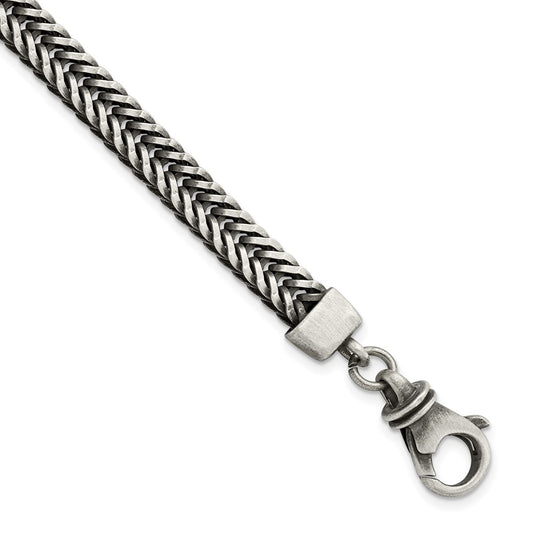 925 Sterling Silver 6.55mm Brushed Antiqued Wheat Chain Bracelet 8.5 inch