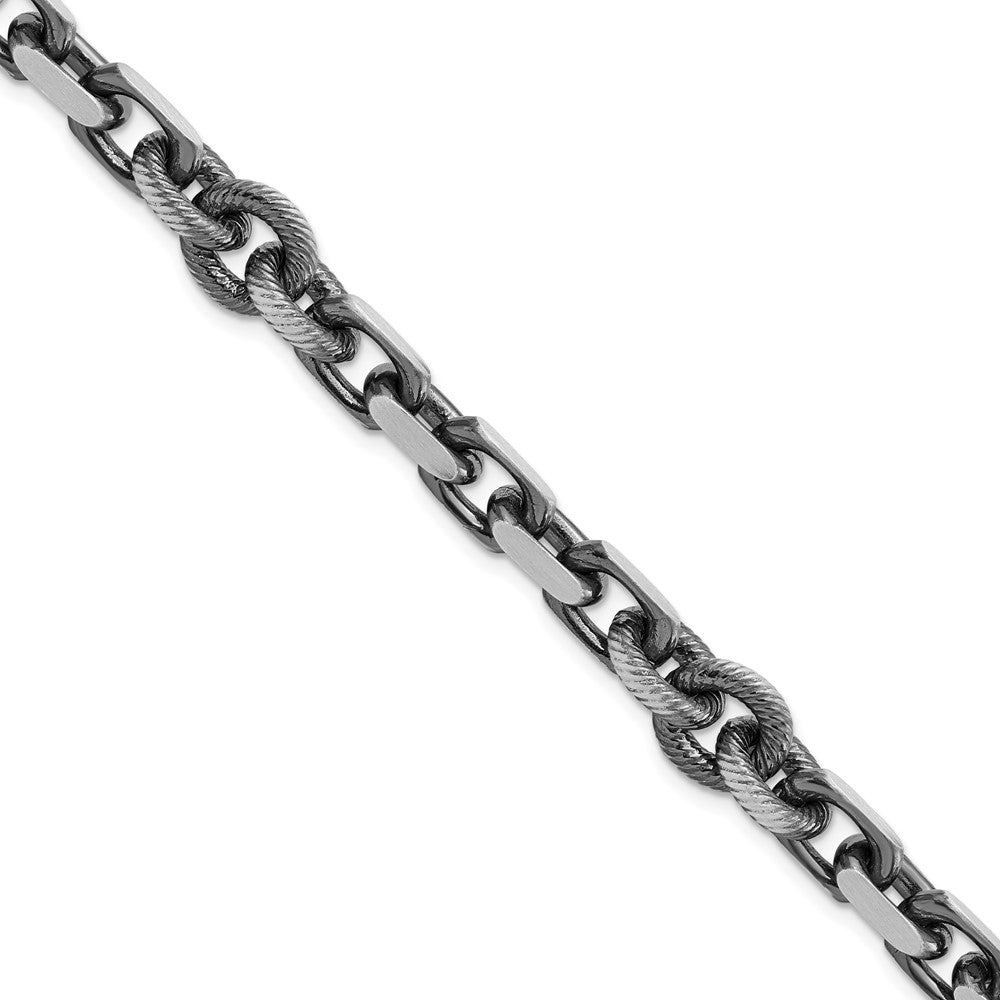 925 Sterling Silver 9.62mm Antiqued Brushed Cable/Twisted Rolo Bracelet 8.5 inch