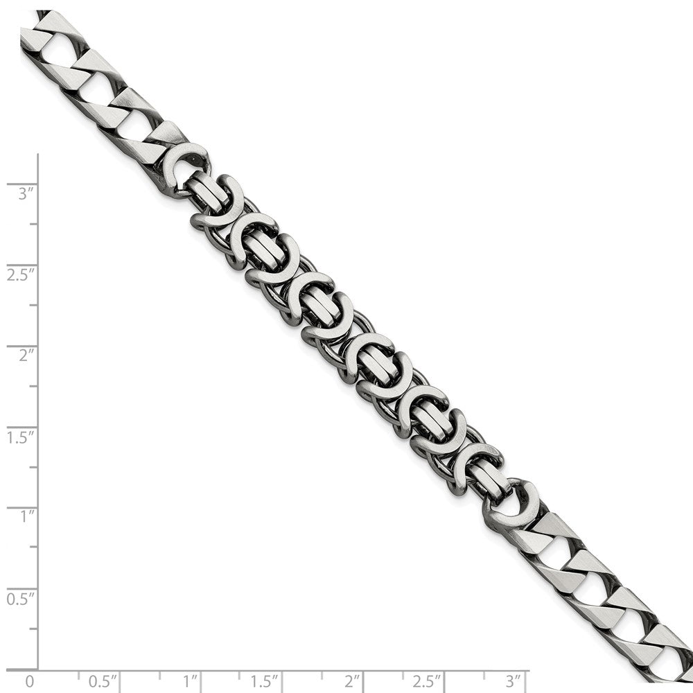 925 Sterling Silver 7.88mm Antiqued Brushed Curb/Circles Bracelet 8.5 inch