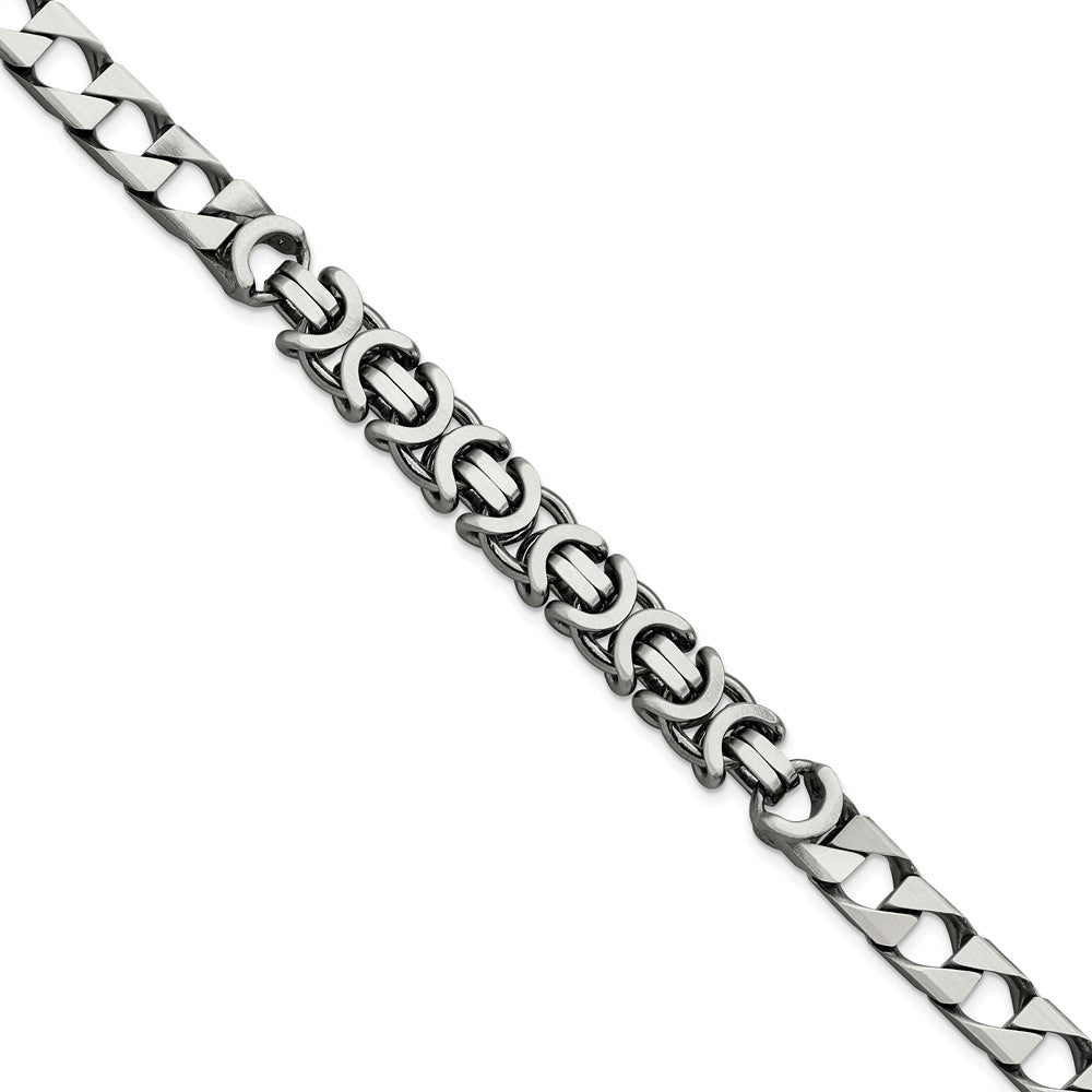 925 Sterling Silver 7.88mm Antiqued Brushed Curb/Circles Bracelet 8.5 inch