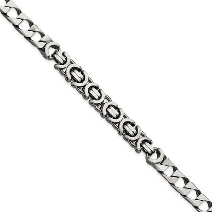 925 Sterling Silver 7.88mm Antiqued Brushed Curb/Circles Bracelet 8.5 inch