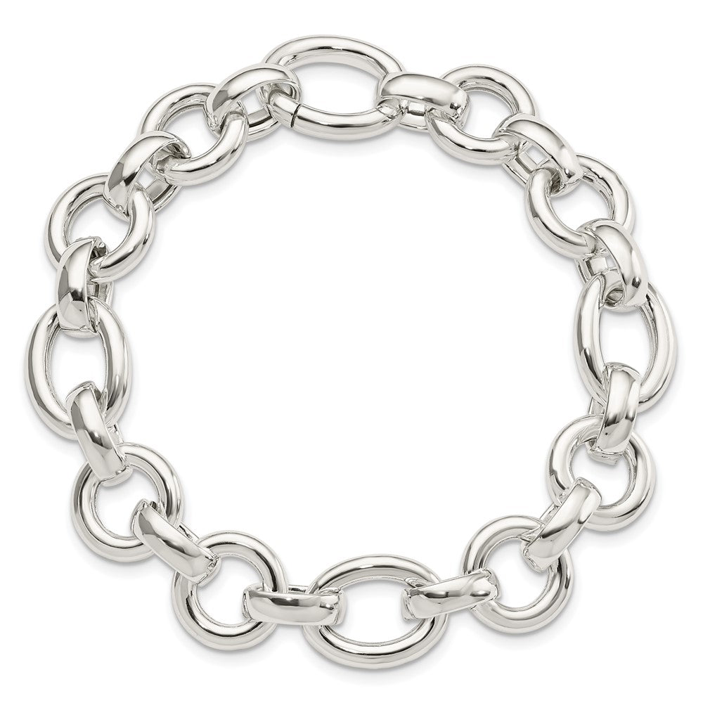 925 Sterling Silver 13.3mm Polished Fancy Link Bracelet 8 inch