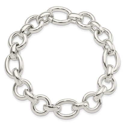 925 Sterling Silver 13.3mm Polished Fancy Link Bracelet 8 inch