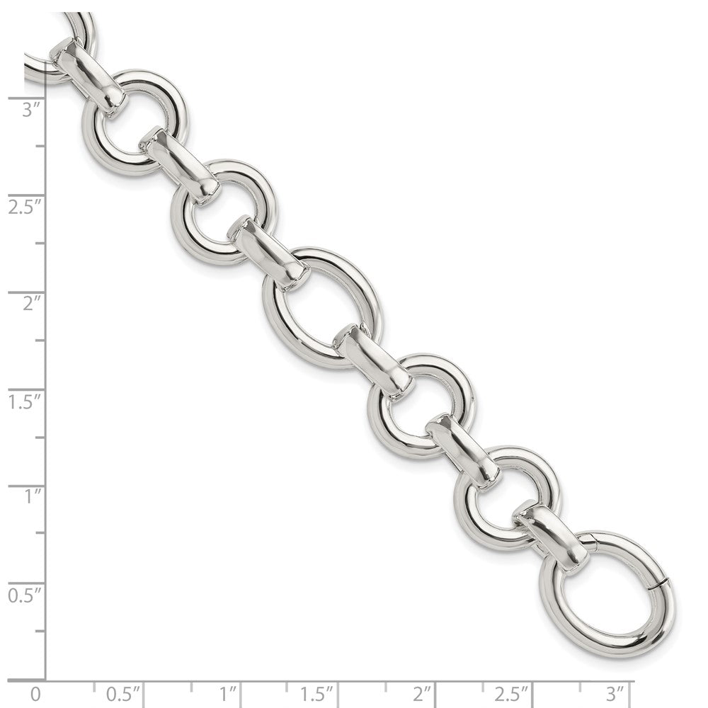 925 Sterling Silver 13.3mm Polished Fancy Link Bracelet 8 inch