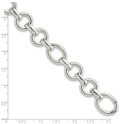 925 Sterling Silver 13.3mm Polished Fancy Link Bracelet 8 inch