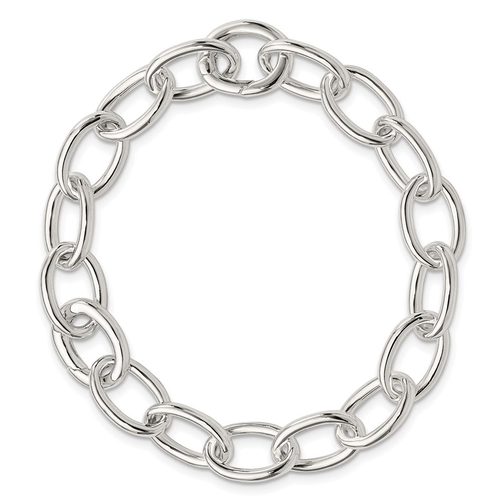 925 Sterling Silver 9.15mm Rhodium-plated Polished Fancy Link Bracelet 7 inch
