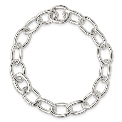 925 Sterling Silver 9.15mm Rhodium-plated Polished Fancy Link Bracelet 7 inch