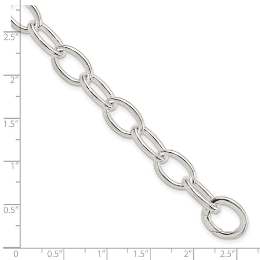 925 Sterling Silver 9.15mm Rhodium-plated Polished Fancy Link Bracelet 7 inch