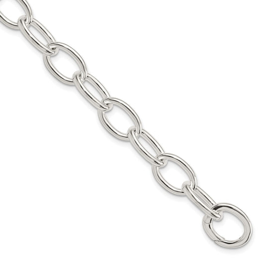 925 Sterling Silver 9.15mm Rhodium-plated Polished Fancy Link Bracelet 7 inch