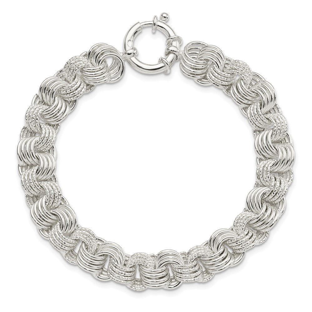 925 Sterling Silver 10.35mm Polished Fancy Link Bracelet 7.5 inch