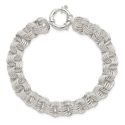 925 Sterling Silver 10.35mm Polished Fancy Link Bracelet 7.5 inch