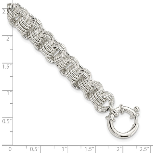 925 Sterling Silver 10.35mm Polished Fancy Link Bracelet 7.5 inch