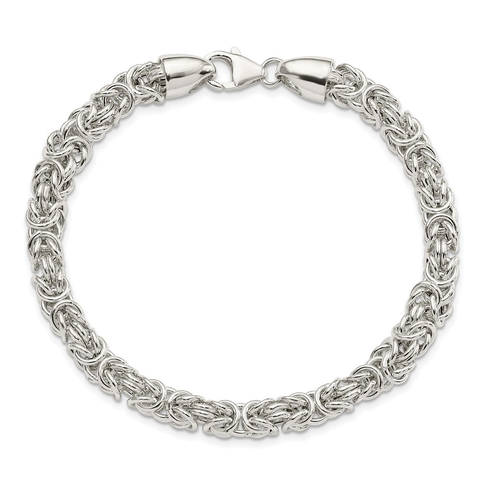 925 Sterling Silver 6.11mm Polished Byzantine Bracelet 8.5 inch