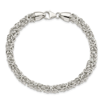 925 Sterling Silver 6.11mm Polished Byzantine Bracelet 8.5 inch