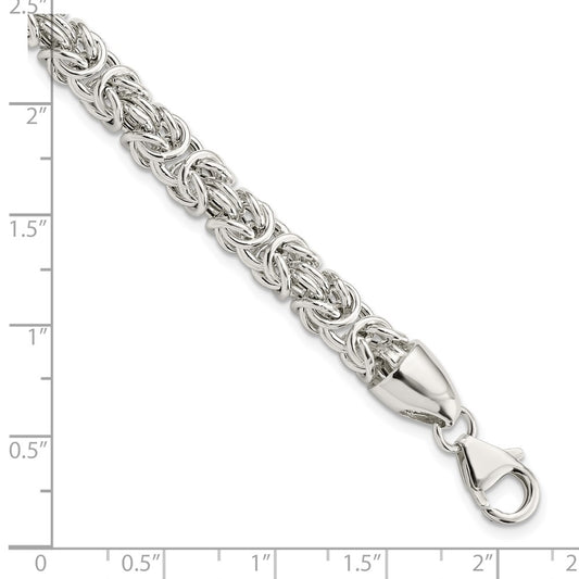 925 Sterling Silver 6.11mm Polished Byzantine Bracelet 8.5 inch