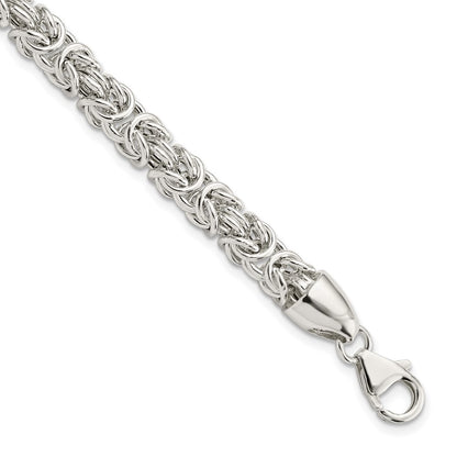 925 Sterling Silver 6.11mm Polished Byzantine Bracelet 8.5 inch