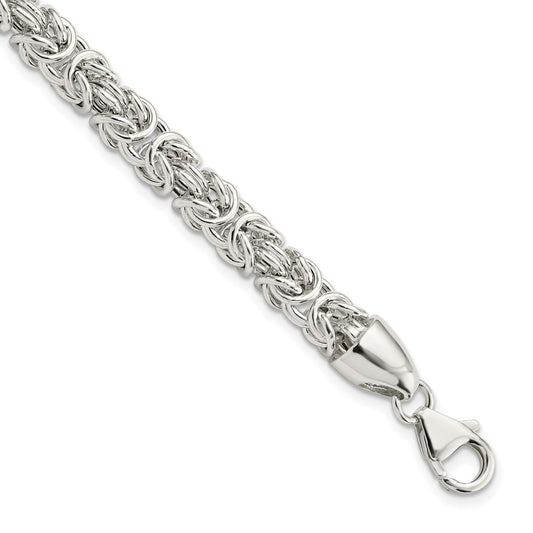 925 Sterling Silver 6.11mm Polished Byzantine Bracelet 8.5 inch