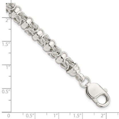925 Sterling Silver 7.3mm Fancy Byzantine Bracelet 7.5 inch