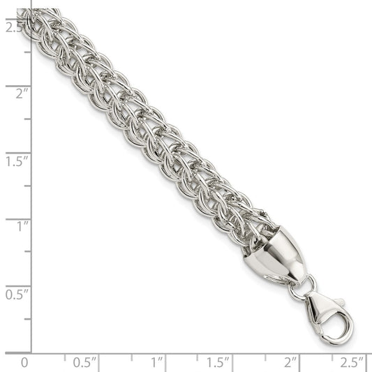 925 Sterling Silver 7.24mm Polished Fancy Circle Link Bracelet 7.5 inch
