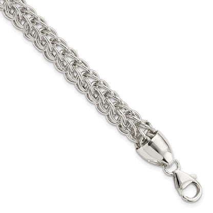 925 Sterling Silver 7.24mm Polished Fancy Circle Link Bracelet 7.5 inch