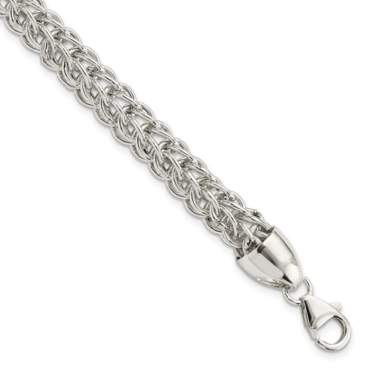 925 Sterling Silver 7.24mm Polished Fancy Circle Link Bracelet 7.5 inch