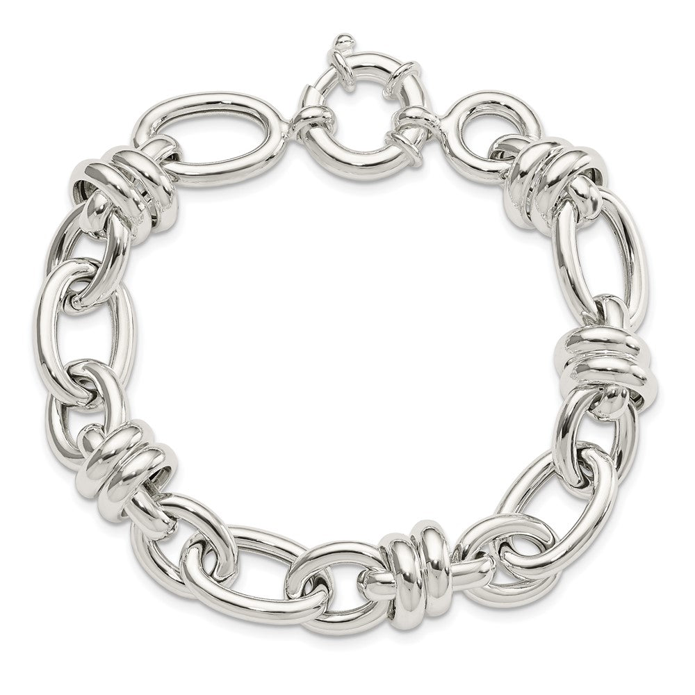 925 Sterling Silver 13.42mm Polished Fancy Link Bracelet 8.5 inch