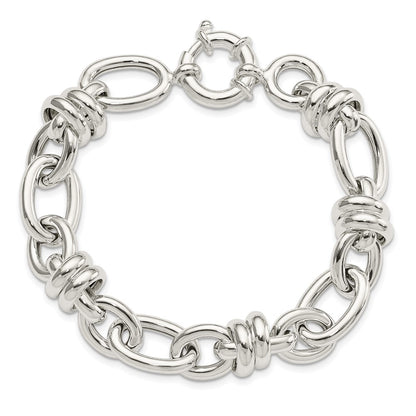 925 Sterling Silver 13.42mm Polished Fancy Link Bracelet 8.5 inch