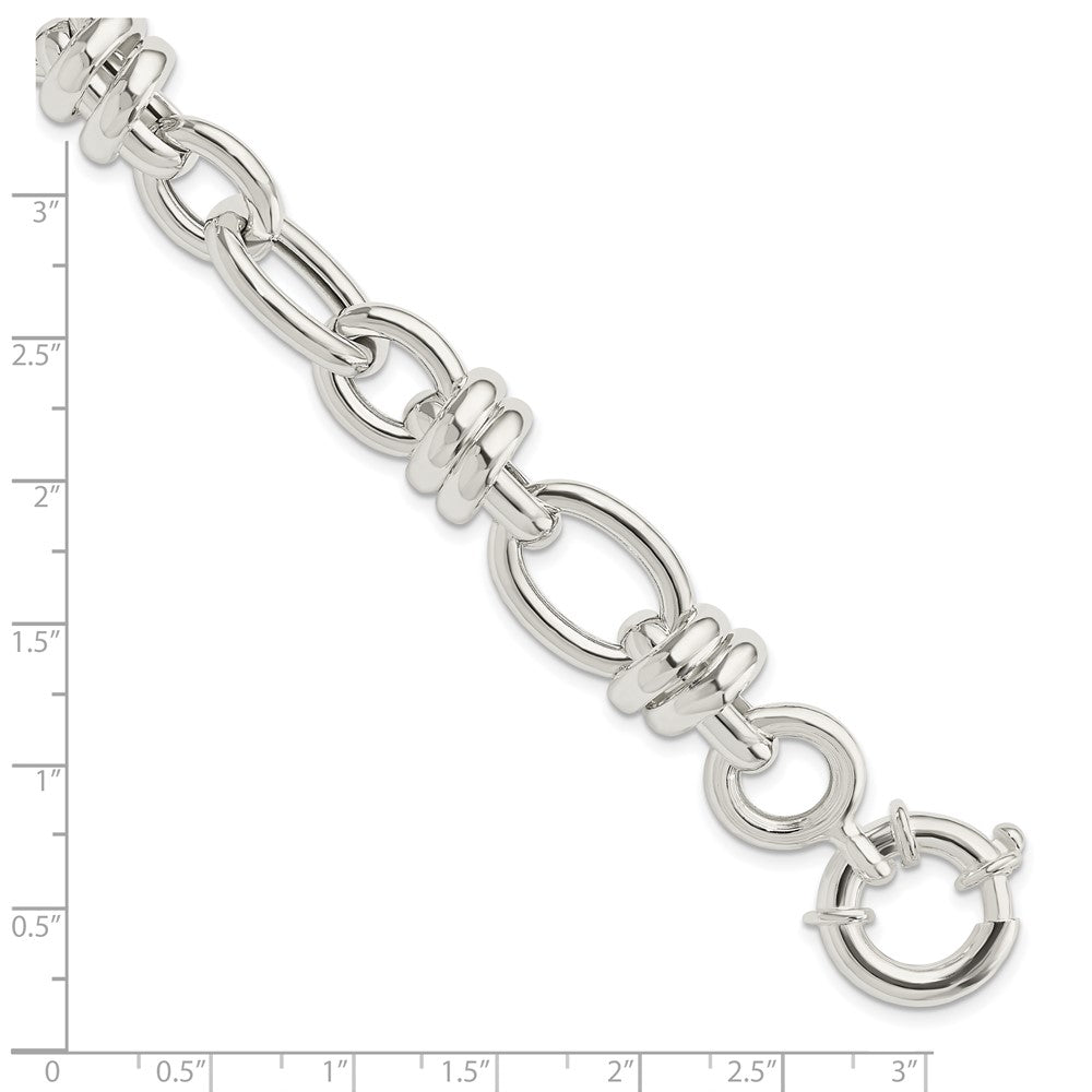 925 Sterling Silver 13.42mm Polished Fancy Link Bracelet 8.5 inch