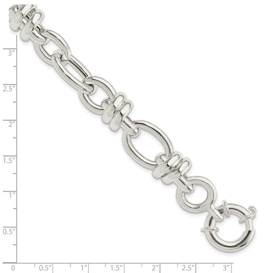 925 Sterling Silver 13.42mm Polished Fancy Link Bracelet 8.5 inch