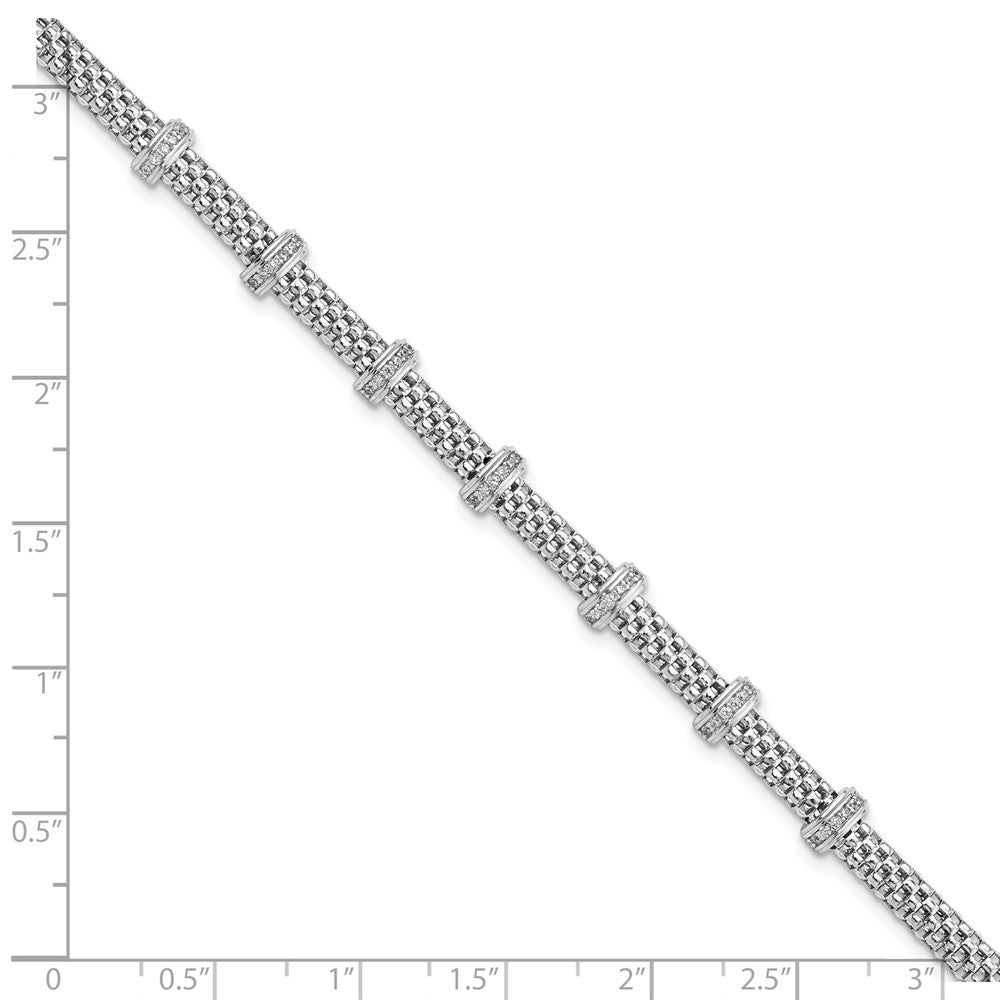 925 Sterling Silver 6.34mm Rhodium-plated Polished Cubic Zirconia Bracelet 7.5 inch