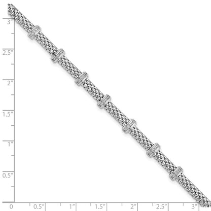 925 Sterling Silver 6.34mm Rhodium-plated Polished Cubic Zirconia Bracelet 7.5 inch