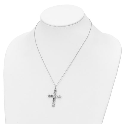 Sterling Silver Polished Cubic Zirconia Cross Necklace 18"