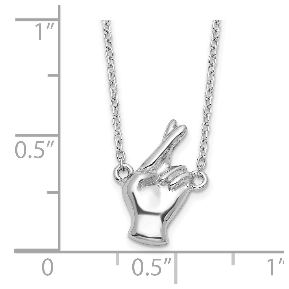 Sterling Silver Fingers Crossed Necklace 18"