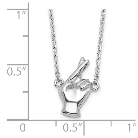 Sterling Silver Fingers Crossed Necklace 18"