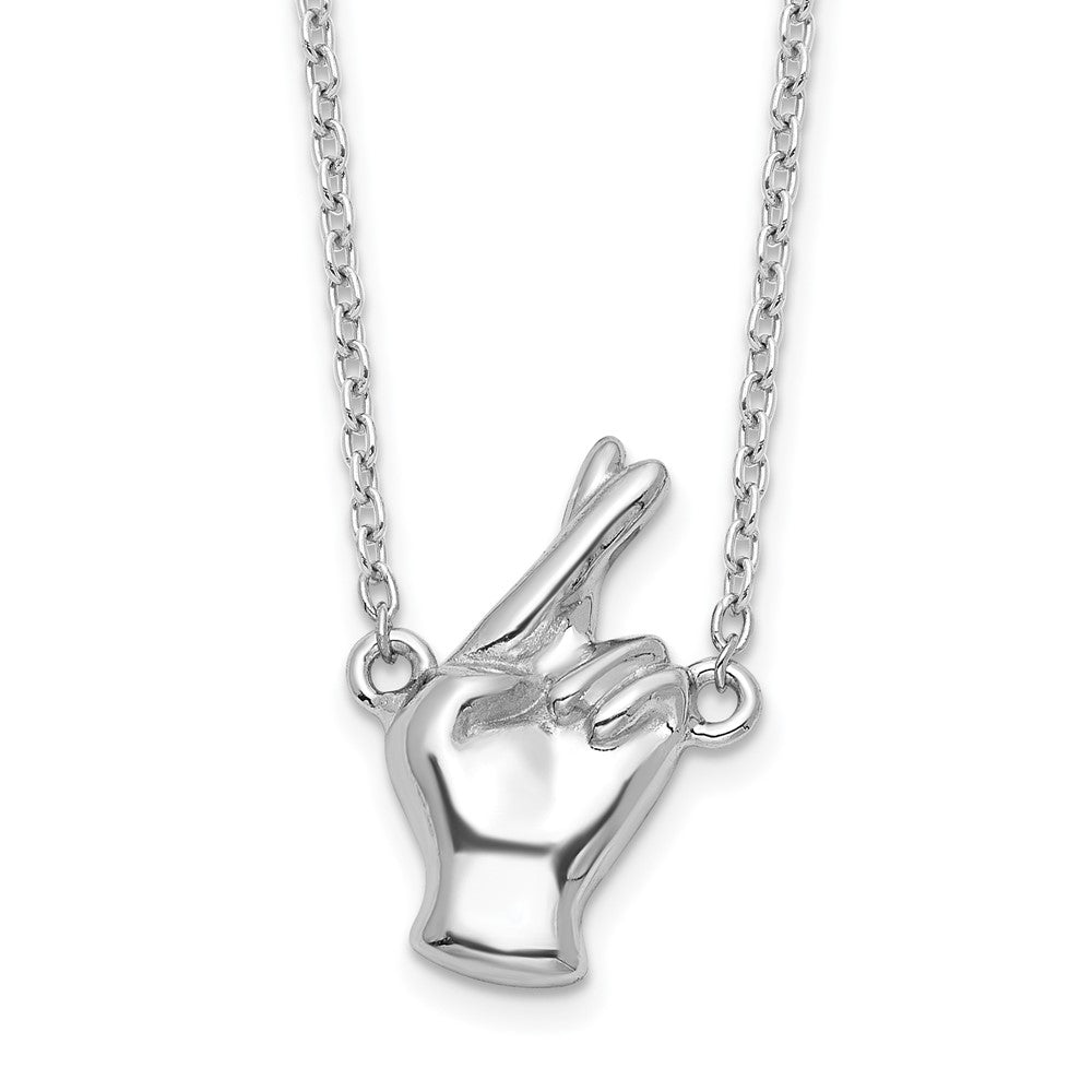 Sterling Silver Fingers Crossed Necklace 18"