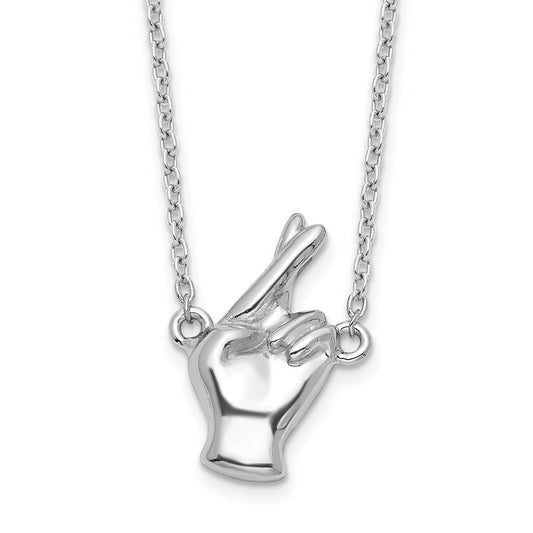 Sterling Silver Fingers Crossed Necklace 18"
