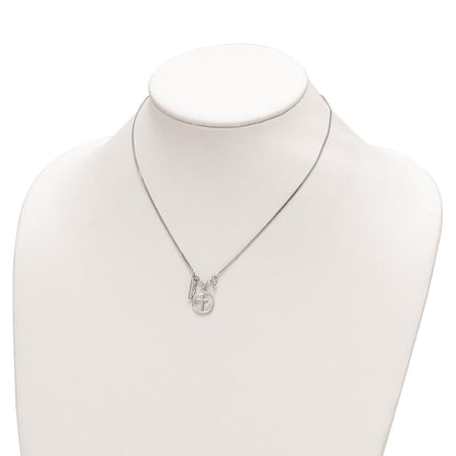 Sterling Silver Satin Cross Hope Cubic Zirconia Necklace 16"