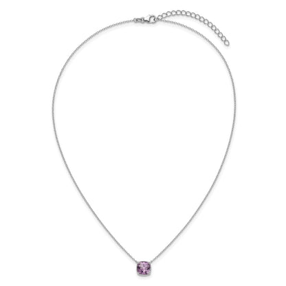 Sterling Silver Square Gemstone Pendant Necklace 16"