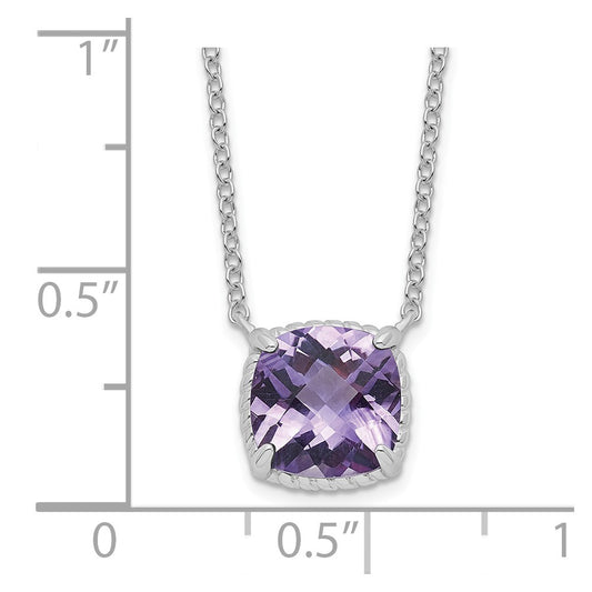 Sterling Silver Square Gemstone Pendant Necklace 16"