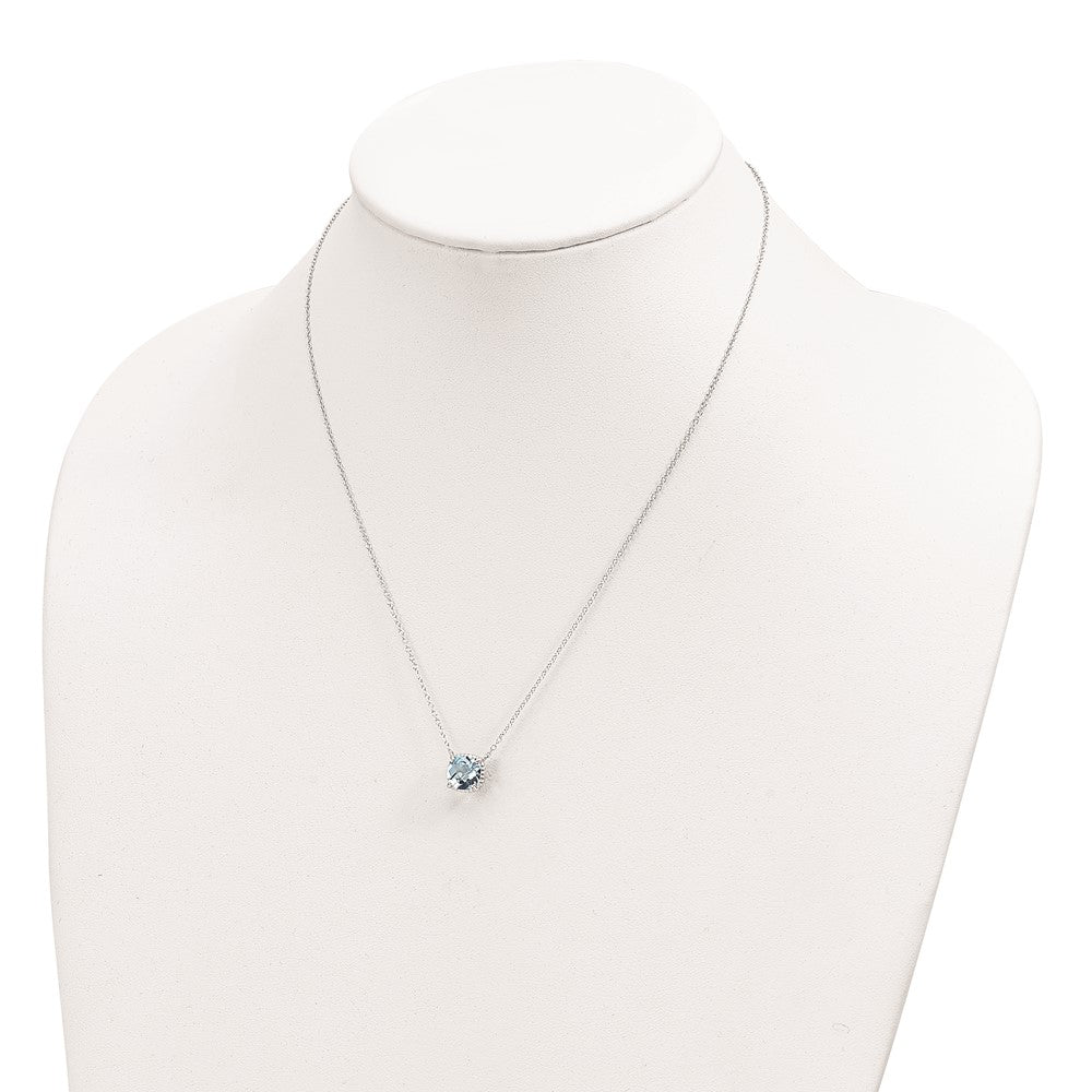 Sterling Silver Square Gemstone Pendant Necklace 16"