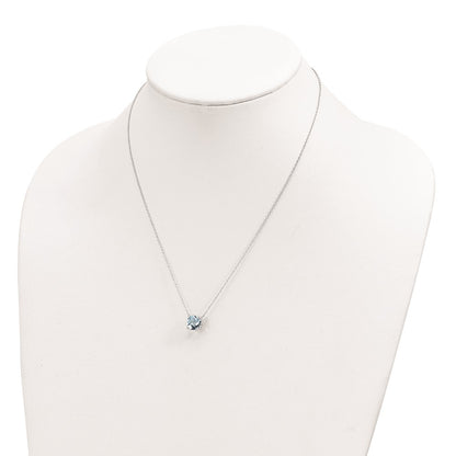 Sterling Silver Square Gemstone Pendant Necklace 16"