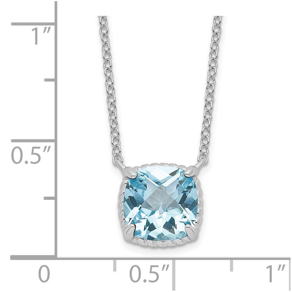 Sterling Silver Square Gemstone Pendant Necklace 16"