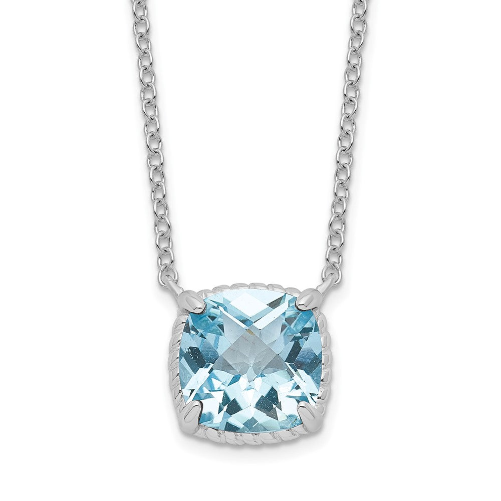 Sterling Silver Square Gemstone Pendant Necklace 16"