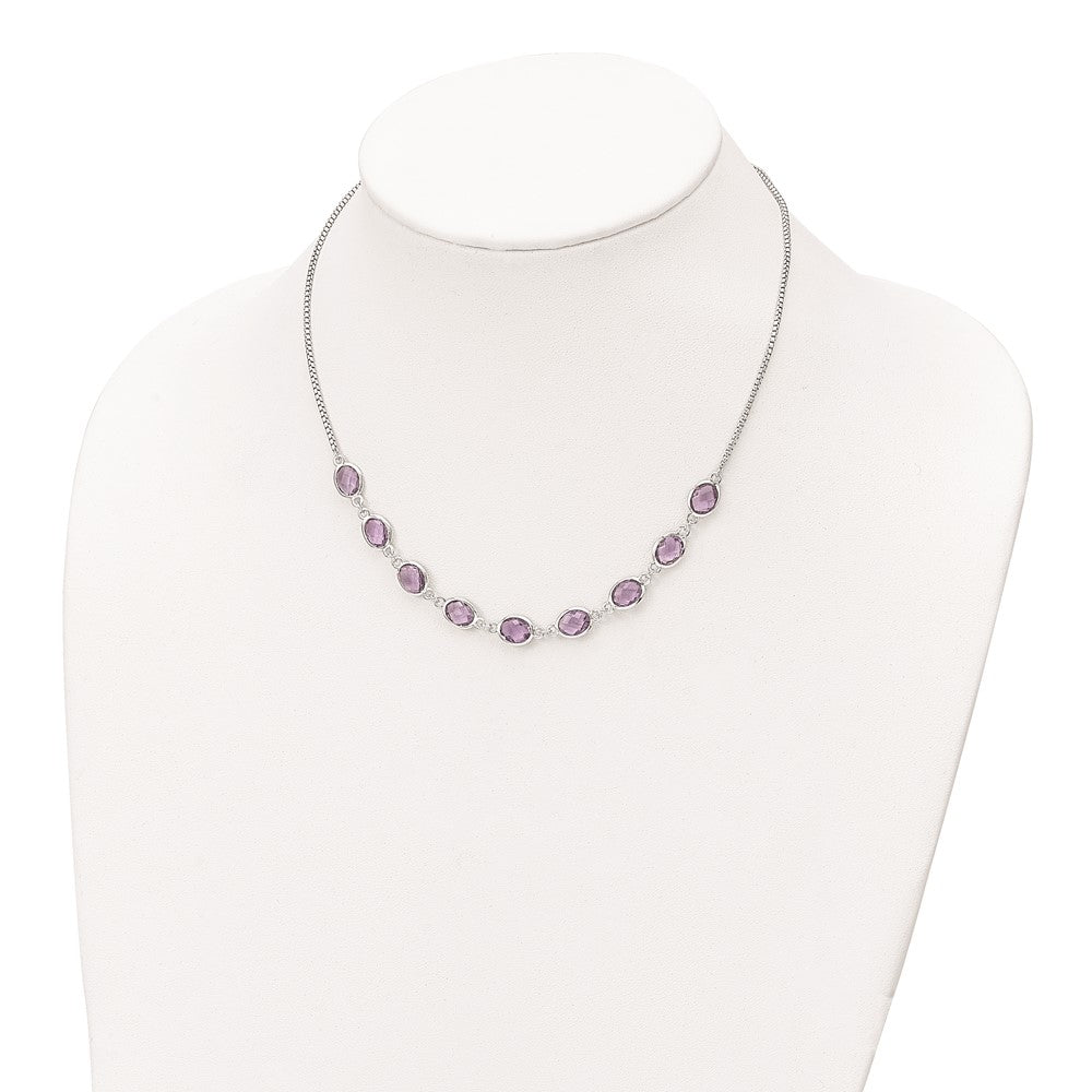 Sterling Silver 13.5 Ct Amethyst Pendant Necklace 17+2"