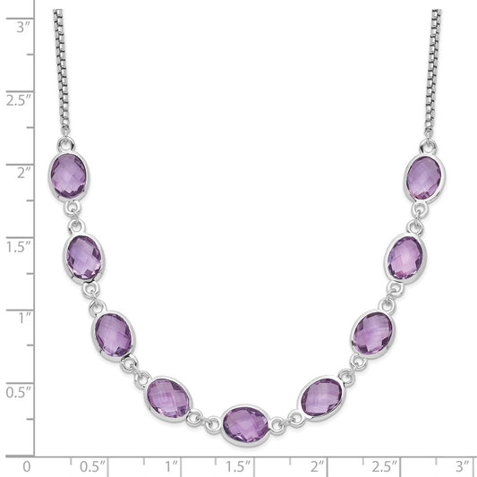Sterling Silver 13.5 Ct Amethyst Pendant Necklace 17+2"